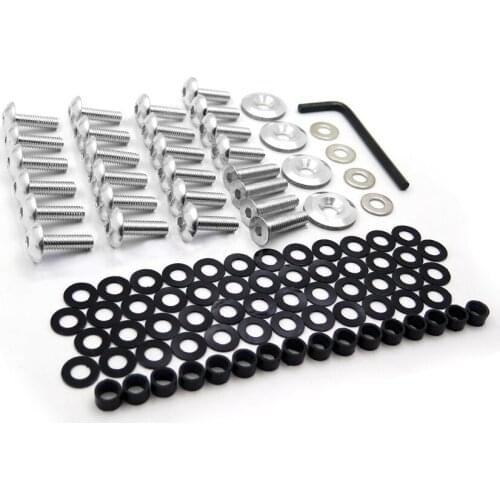 Aftermarket free shipping motorcycle parts Silver Aluminum Motorcycle Fairing Bolts Kit Washers For 1998-1999 Yamah YZF R1