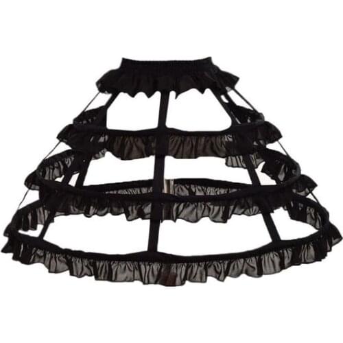 Women Girls Lolita Hollow Lotus Leaf Lace Bird Cage Fish Bone Skirt Cosplay Dress Skirt Petticoat Bride Wedding Dresses