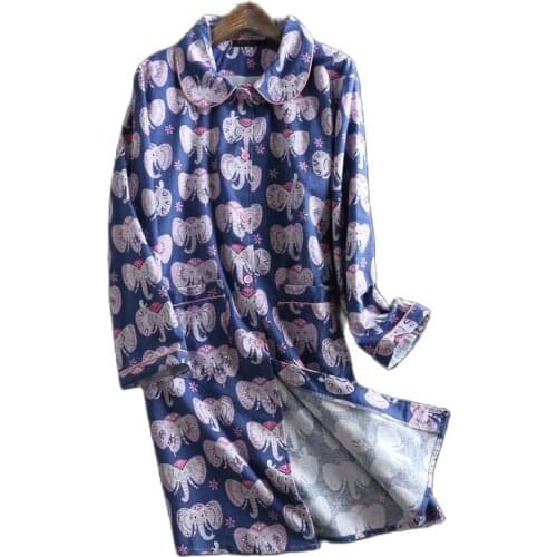 100% Cotton Velvet Womens Long Robe Knitted Batas De Dormir Mujer Cartoon Long Sleeve Bathrobe Plus Size Women Sexy Long Robe