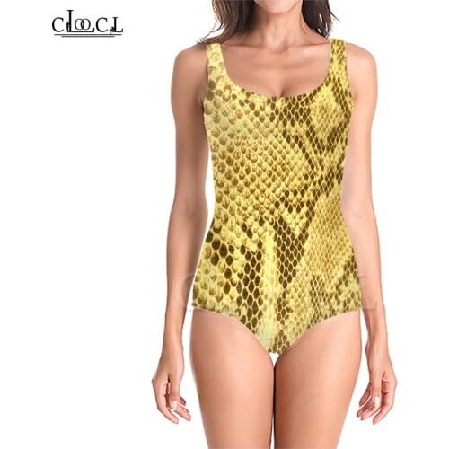 CLOOCL Newest Fashion Colorful Snakeskin 3D Print One-piece Women Beachwear Bathing Suit Sleeveless Sexy Beach Swimsuit