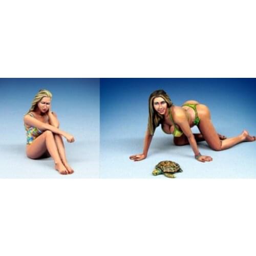 1/35 Scale Sexy Beach Girl 2 People Miniatures Unpainted Resin Model Kit Figure Free Shipping