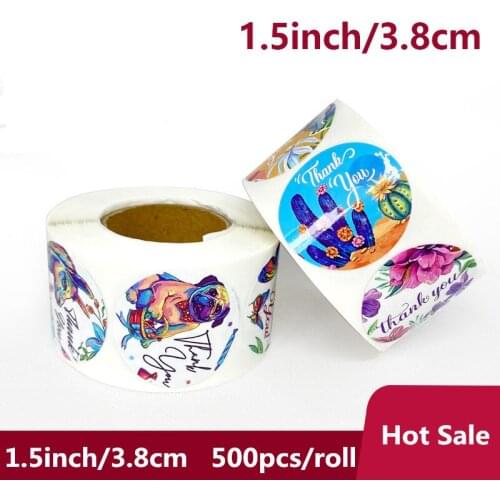 1.5inch/3.8cm 500pcs Per Roll Floral Thank You Sticker Round Animal seal label handmade scrapbooking Envelope stationery sticker