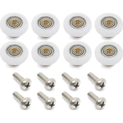 1set /8pcs Shower room pulley bathroom sliding glass door wheels nylon copper roller hanging round