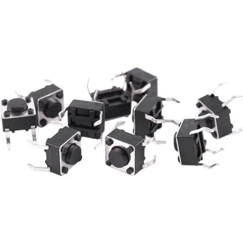 10 Pcs 6x6x4.5mm 4 Pins DIP PCB Momentary Tactile Tact Push Button Switch