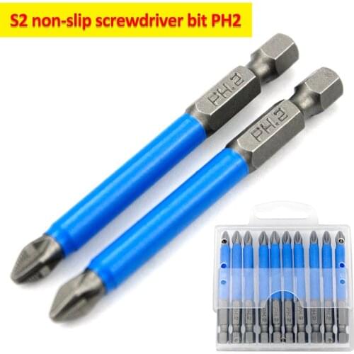 10PCS PH2 Anti Slip Electric Screwdriver Bit Set Bits Hex Shank Magnetic Bits 25mm 50mm 70mm