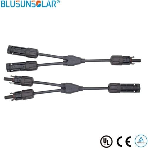2 Pairs SOLAR PV Solar Connector with 4mm2 Cable IP67 DC 1500V Solar 1 X 2 Y Branch Connector for Solar Power System