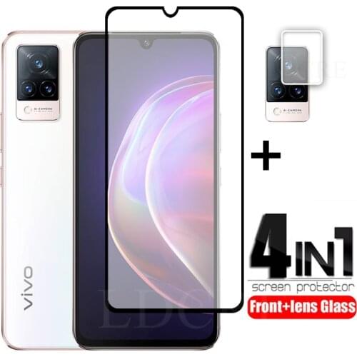 2Pcs For Vivo V21 Glass Full Cover Glass Screen Len Glass for Vivo V21 5G Screen Protector Camera Film For V21e V21 5G Lens