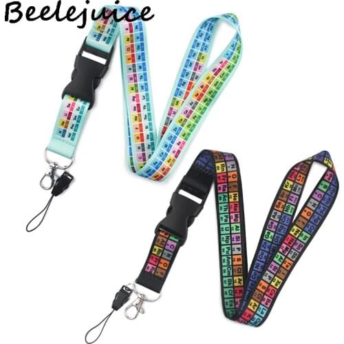 24pcs Periodic table of ele ments Lanyards Cool Neck Strap webbings ribbons Phone Keys ID Card Holder Lanyard For Keys DIY Ropes