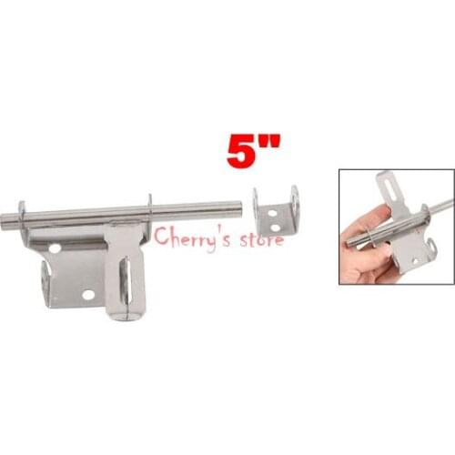 5" Long Stainless Steel Door Barrel Bolt Latch w Padlock Clasp 2 Sets