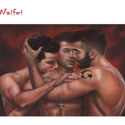 5d Diy Diamond Painting Portrait Sexy Gay man Full Round Diamond Embroidery Cross Stitch Patterns Nude Art Needlework Home Decor