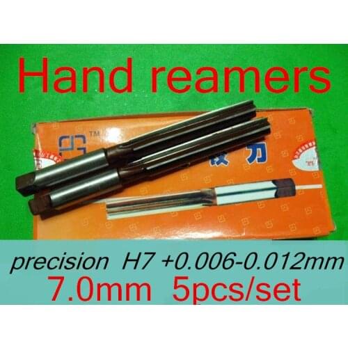 7.0mm 5 pcs/set Hand reamers Reaming drill The lathe tool precision H7 +0.006 ---+ 0.012mm Free shipping