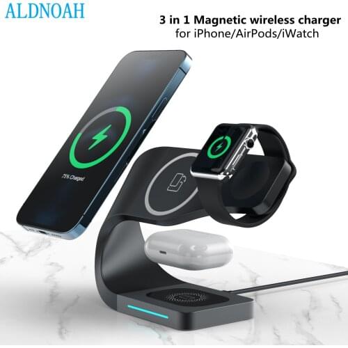 ALDNOAH 4 In 1 Wireless Charger Dock Station For IPhone 12 11 XS XR X 8 Phones 15W Qi Fast Charging For Apple Watch AirPods Pro