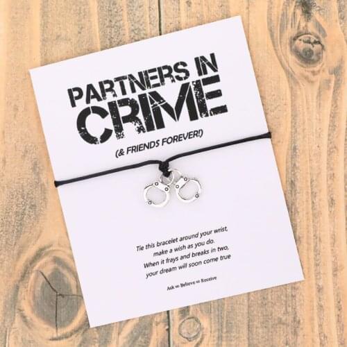 Partners In Crime Wish Bracelet Handcuffs Charm Best Friends Bracelet for Women Men Accessories Friendship Gift Handmade Jewelry
