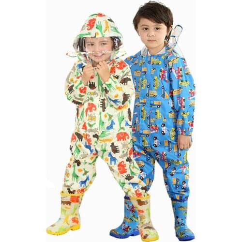 Outdoor 80-135cm kids Siamese rain suit waterproof play water sand snow baby boys girls primary school students raincoat poncho