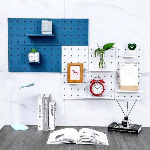 2021 Home Hole Board Storage Rack Wall Shelf Kitchen Organizer Bathroom Accessories Bedroom Decor Shelves Storage Organization