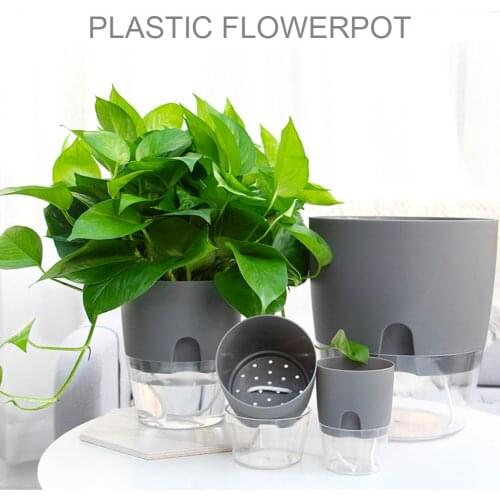 Dual Layer Irrigate Flower Pot Vase Hanging Plastic Wall Planter Basket Planting Round Automatic Watering Planter