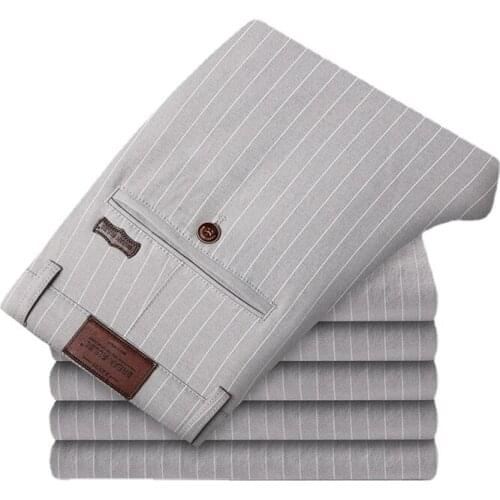 Formal Wear Casual Business jeans Men Cotton Trousers Male Classics High waist Straight Pant big size 38