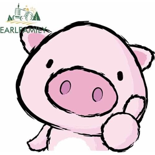 EARLFAMILY 13cm x 12.9cm Car Decals for Portrait Cute BIg pig Beauty Car Stickers Laptop JDM RV Wall DIY Decoration Sticker
