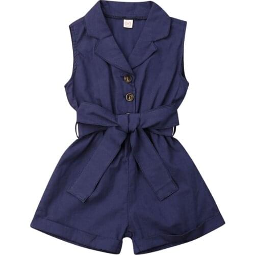 1-6Years Toddler Kid Baby Girls Jumpsuit Belt Bow Rompers Summer Kid Costumes Sleeveless Clothes