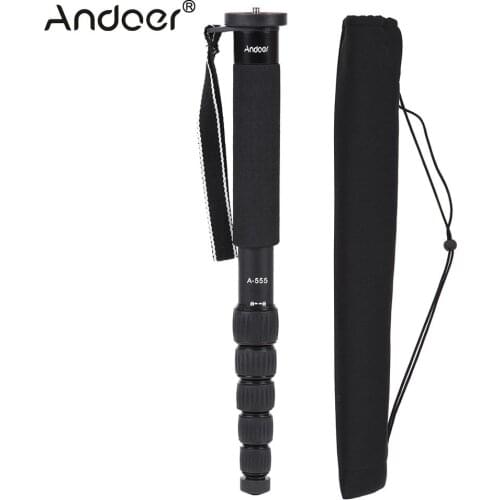 Andoer A-555 6-Section Compact Portable Monopod Unipod Stick for Nikon Canon Sony Pentax Camera Max. Load 10kg / 22lbs