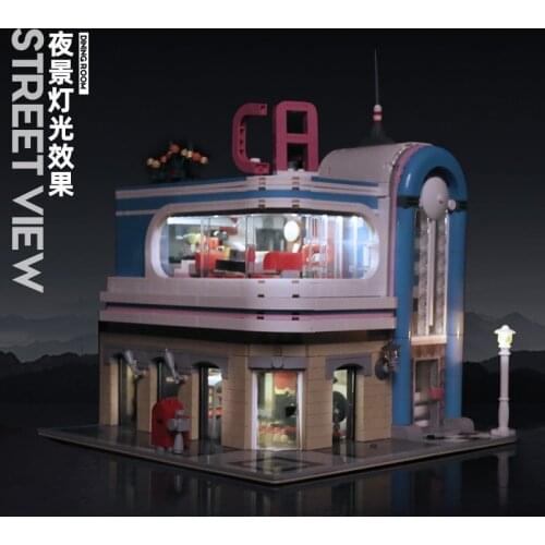 Mould King 16001 Street View California Restaurant Compatible 15037 Expert Modular Building Blocks Brick Toy for Children