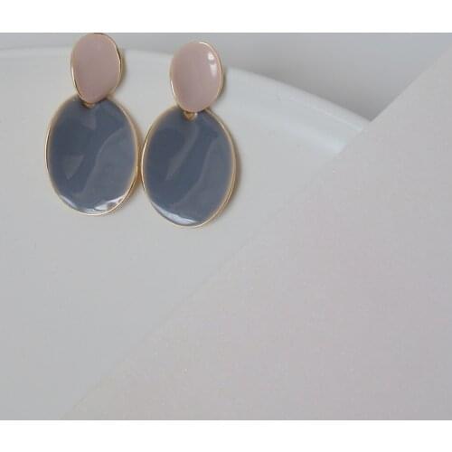 Morandi Port Style Contrast Color Dripping Oil S925 Sterling Silver Earrings Fashion Ladies Banquet Matching Accessories