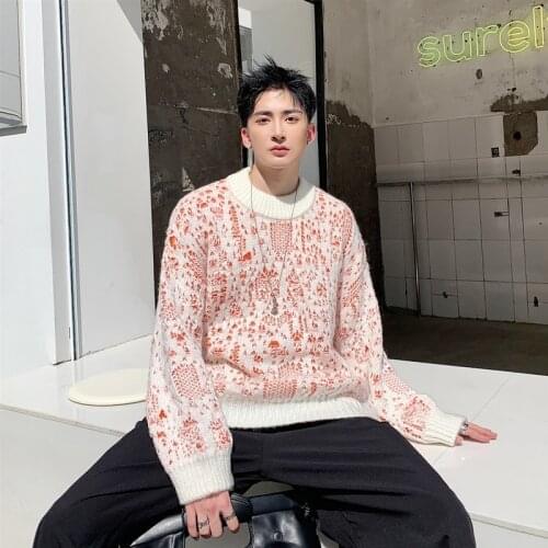 Personality Hole Mens Casual Loose Knitting Pullovers Autumn Winter Fashion Long Sleeve O-Neck Streetwear Male Thick Sweaters