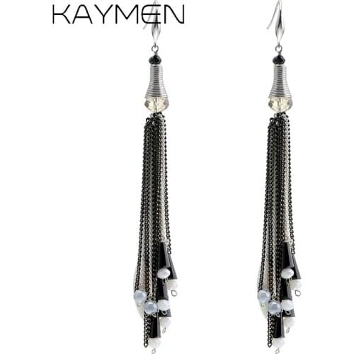 New Womens Long Chains Crystal Drop Dangle Earrings For Girls Luxury Colourful Temperament Hook Earrings Wedding Party EA-03304