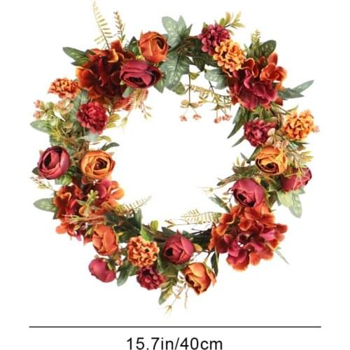 Autumn Artificial Wreaths Front Door DecorationsChristmas Wreaths With Beautiful Flower Clusters For Fall Halloween Easter