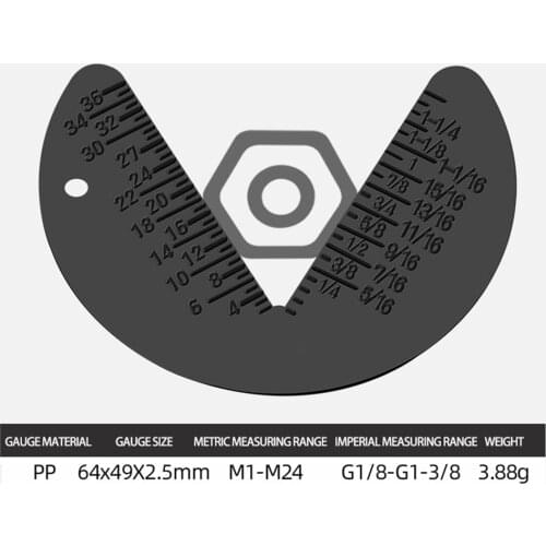 1pc G1/8 To G1-3/8 Screw Bolt Nut Thread Measure Gauge Size Check Standard Metric M1 To M24 Plastic Portable Keyhole Design Tool