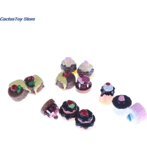 5pcs/set 1:12 Simulation Resin Cake Model Food Scene Model Diy Doll House Accessories Mini Cake Dollhouse Miniature