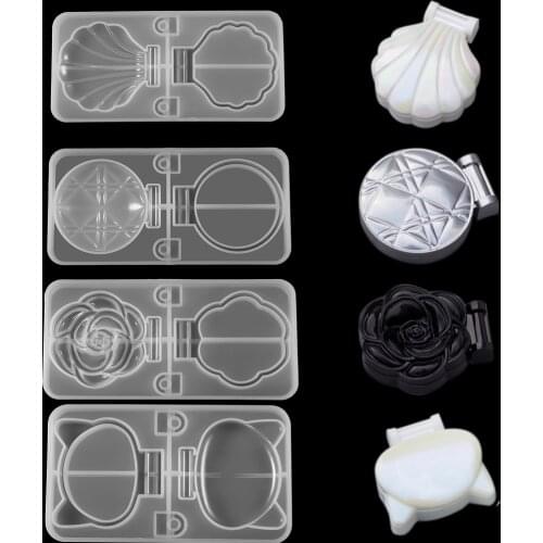 1 Set Clear Folding Cosmetic Mirror Silicone Molds Shell Rose Cat Makeup Mirrors Resin Epoxy Mold For DIY Crafts Jewelry Making