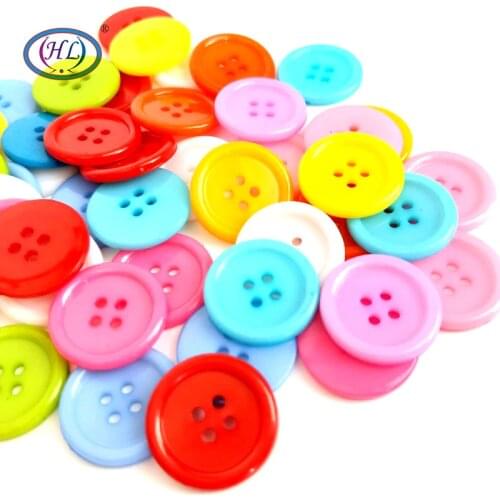 HL 50/100PCS 20MM Mix Colors 4 Holes Plastic Buttons Apparel Sewing Accessories DIY Scrapbooking