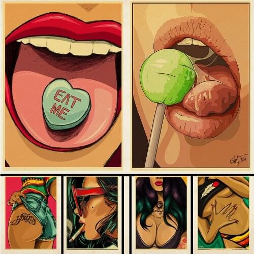 Vintage Poster Cool Anime Girls Movie Poster Retro Wall Art Poster Wall Decor For Home/ Room /Cafe/ Bar/ painting