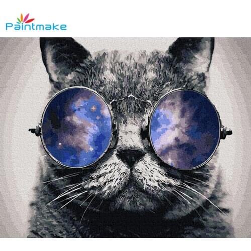 Paintmake cartoon animal DIY Paint By Numbers Handsome Cat oil Painting On Canvas For Home Room decor Wall Art gifts