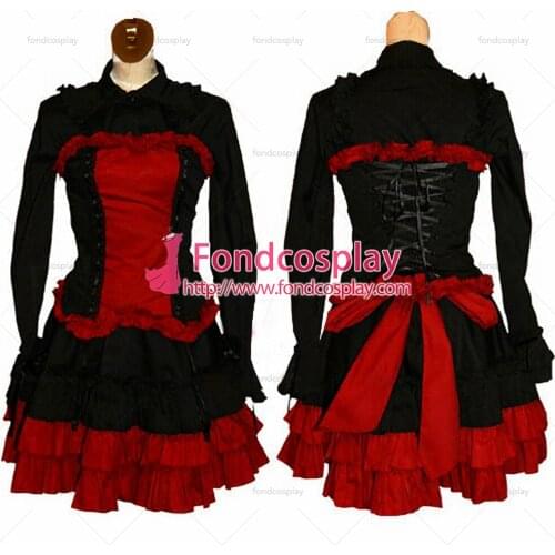 Sissy Maid Gothic Lolita Punk Fashion Black-red Dress Cosplay Costume Tailor-made[CK002]