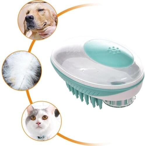 Pet Dog Cat Bath Brush Grooming Bathing Shower Comb Easy Shampoo Dispenser for Cat Loose Hair Remover Pet Dog Puppy Massager
