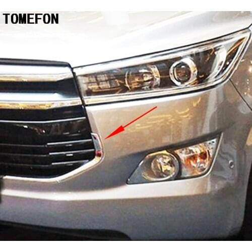 TOMEFON 2pcs/set For Toyota Innova 2016 2017 Modification ABS Chrome Car Front Grill Net Trim Sticker Decoration