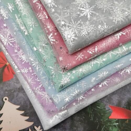 150*100cm Snowflake Tulle Star Organza Mesh fabric for dress Curtain Wedding Birthday Party Skirt Summer Sewing Diy Decor