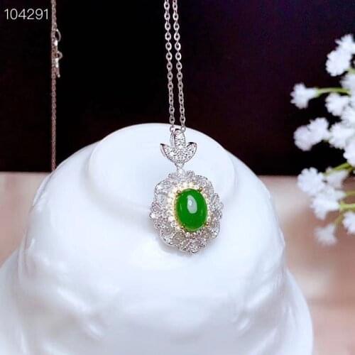 Xin Yipeng S925 sterling silver gold-plated inlaid real natural jasper pendant necklace fine birthday party gift for women 7*9mm