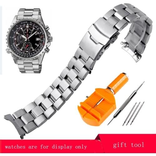 Yopo High Quality Stainless Steel Watchband 22mm Silver Bracelet Mens Wristband Replacement Strap For EF-527