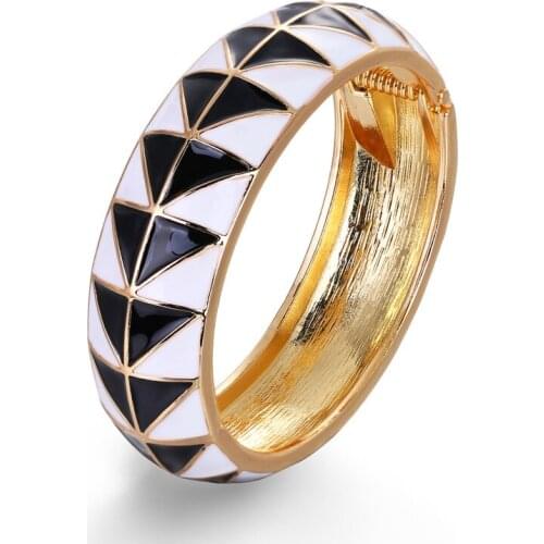 Women Fashion Dripping Oil Geometric Punk Metal Slim Cuff Wide Bracelet For Women Bangles Bracelets Jewelry