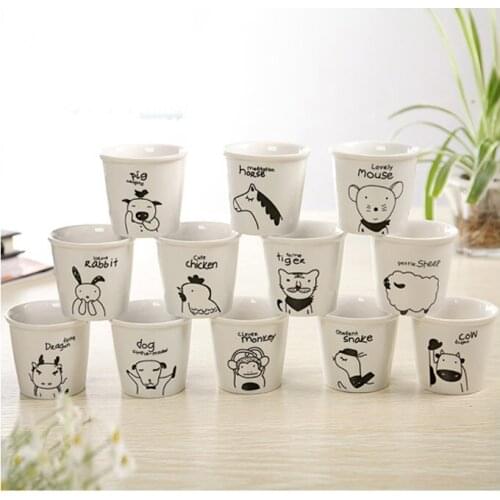 1PC New Pattern Creative Chinese Zodiac MINI Ceramic Mug Cartoon Mug Milk Coffee Mug JL 073