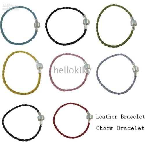 100 PCS MIXED COLOURS OF FASHION European Style LEATHER Charm BRACELETS 20CM