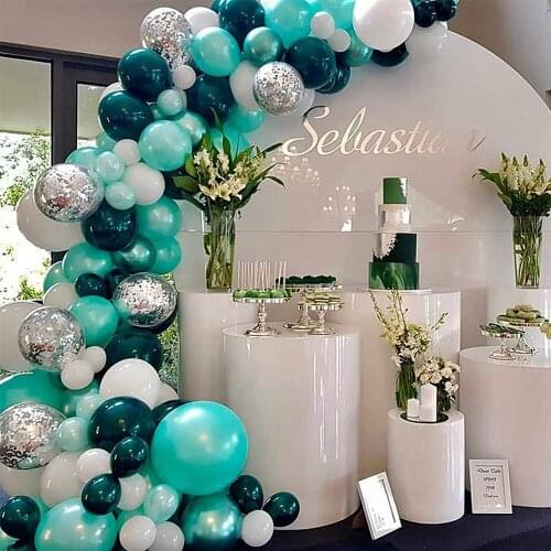 102pcs Tiffany Dark Teal Balloon Garland Arch Kit Confetti Latex Globos Boys 1st Birthday Party Baby Shower Wedding Decoration