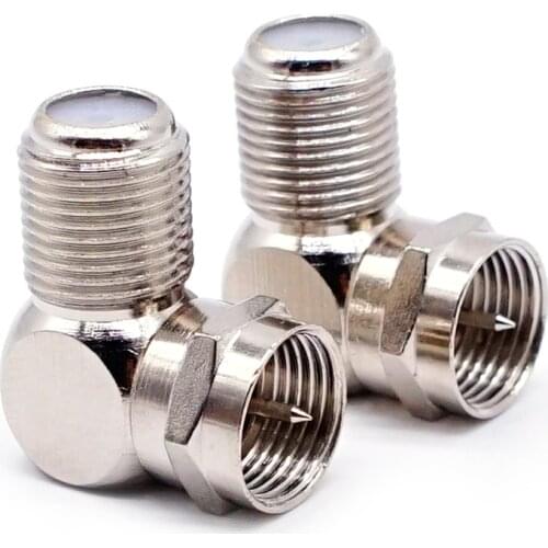 2pcs Right Angle 90 Degree Coaxial Connector Waterproof Connection F Male To F Female Adapter Connector RG6 RG5 New Sale