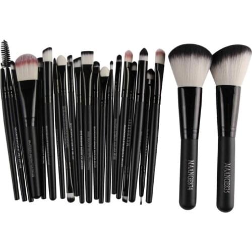 20Pcs Eyeshadow Makeup Brushes + 2Pcs Big Powder Blush Foundation Black