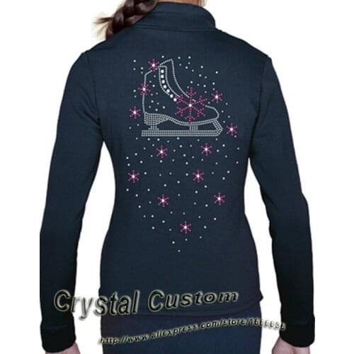 2016 Hot Sales Ice Skating Black Jackets Beautiful New Brand Vogue Figure Skating Jacket For Competition J2014