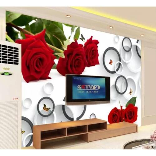 3D Wallpaper Custom 3d Mural Wallpaper Fashion Rose 3D Ring TV Background Wall Living Room Wallpaper 3D Painting