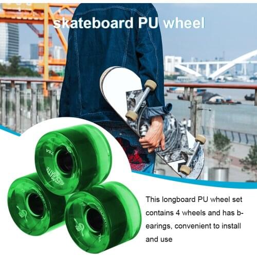4 Pcs/set Skateboard Wheels 82A PU Wheels Roller Skate Longboard Tires with Bearing, White